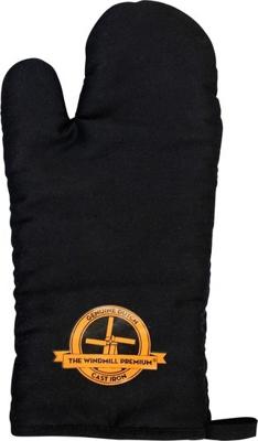 The Windmill ovenhandschoen 33 cm katoen zwart/oranje