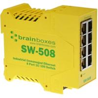 Brainboxes sw-508 Industrial Ethernet 8 Port Unmanaged Switch - geel