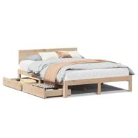 vidaXL Bedframe met lades massief grenenhout 150x200 cm