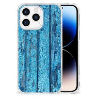 iPhone 14 Pro Stevig Telefoonhoesje Wood Blue - thumbnail