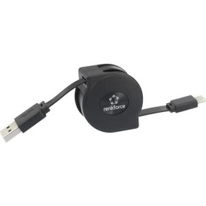 Renkforce USB-kabel USB 3.2 Gen1 (USB 3.0 / USB 3.1 Gen1) USB-C stekker, USB-A stekker 0.80 m Zwart RF-4352328