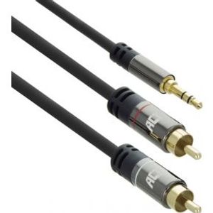 ACT 5 meter High Quality audio aansluitkabel 1x 3,5mm stereo jack male - 2x tulp male