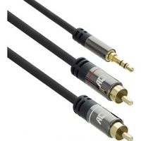 ACT 5 meter High Quality audio aansluitkabel 1x 3,5mm stereo jack male - 2x tulp male - thumbnail