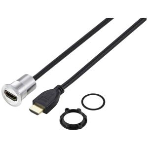 TRU COMPONENTS TC-11980456 HDMI-paneeladapterbus HDMI-bus - HDMI-stekker Zilver Aantal polen: 1 Kabellengte: 90 cm Inhoud: 1 stuk(s)