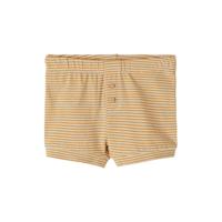 NAME IT BABY baby gestreepte slim fit short Fipan met biologisch katoen geel/wit