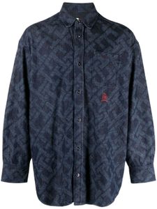 Tommy Hilfiger chemise en jean à logo en jacquard - Bleu