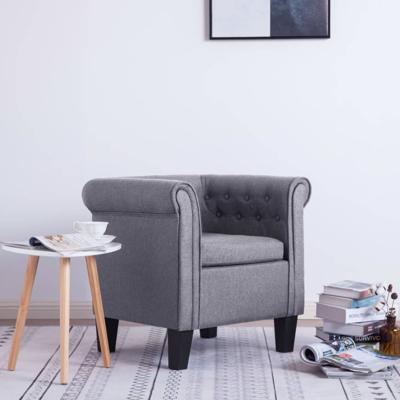 vidaXL Fauteuil met kussen stof lichtgrijs