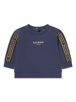 Balmain Kids sweat en coton à logo imprimé - Bleu