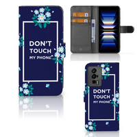 Xiaomi Poco F5 Pro Portemonnee Hoesje Flowers Blue DTMP - thumbnail