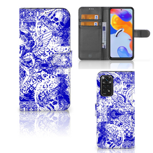 Telefoonhoesje met Naam Xiaomi Redmi Note 11 Pro 5G/4G Angel Skull Blauw