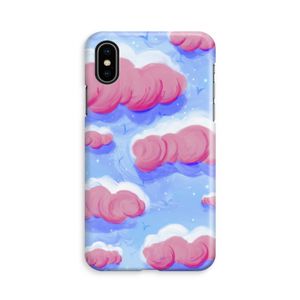 Roze wolken met vogels: iPhone Xs Volledig Geprint Hoesje