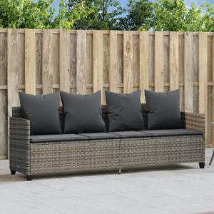 Ligbed met kussenpoly rattan grijs