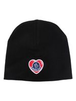 Moncler bonnet en maille fine à patch logo - Noir