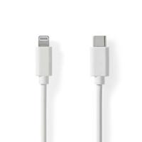NEDIS Lightning-kabel | USB 2.0 | Apple Lightning 8-Pin | USB-C™ stekker | 480 Mbps | vernikkeld | 1,00 m | rond | PVC | wit | label