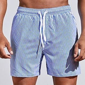 Voor heren Boardshorts Zwemshorts Lange zwembroeken Zomer korte broeken Strandshorts Trekkoord met Mesh-voering Elastische taille Grafisch Streep Ademend Zacht Korte Casual Dagelijks Feestdagen Lightinthebox