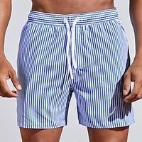 Voor heren Boardshorts Zwemshorts Lange zwembroeken Zomer korte broeken Strandshorts Trekkoord met Mesh-voering Elastische taille Grafisch Streep Ademend Zacht Korte Casual Dagelijks Feestdagen Lightinthebox