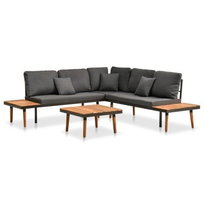 vidaXL 4-delige Loungeset met kussens massief acaciahout vidaXL 4-delige Loungeset met kussens massief acaciahout