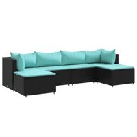 vidaXL 6-delige Loungeset met kussens poly rattan zwart, tuinset, tuinmeubel, terrasset, tuinbank, terrasmeubel, loungebank, loungeset tuin