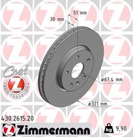 Remschijf ZIMMERMANN, Remschijftype: Binnen geventileerd, u.a. für Saab, Vauxhall, Opel, Chevrolet - thumbnail