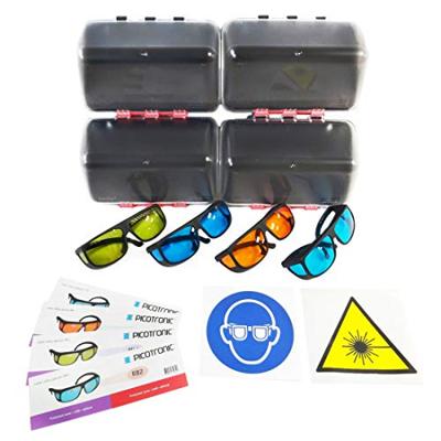 Laser Safety Glasses Set, certified to DIN EN207, 180-1100nm. For laserwelding, lasercutting, lasermarking, laserengraving, cosmetic. Safe storage trough wall holder. Incl. … - 70144352