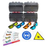 Laser Safety Glasses Set, certified to DIN EN207, 180-1100nm. For laserwelding, lasercutting, lasermarking, laserengraving, cosmetic. Safe storage trough wall holder. Incl. … - 70144352