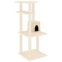 vidaXL Kattenmeubel met sisal krabpalen 123 cm crèmekleurig, kattenpaal, kattenboom, kattenkrabpaal, kattenhuis, kattenmeubel, kattenpalen