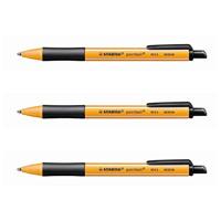 Stabilo Pointball Balpen, Intrekbare 0,5 mm, Zwart, 3 Stuk