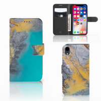 Apple iPhone Xr Bookcase Marble Blue Gold