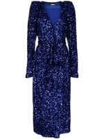 ROTATE BIRGER CHRISTENSEN robe portefeuille mi-longue à sequins - Bleu