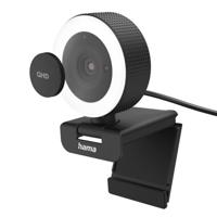 Hama C-850 Pro Webcam PC – videokwaliteit QHD 2K 1440p, geïntegreerde microfoon, lensafdekking, 1/4 schroefdraad, autofocus, USB C, geschikt voor videogesprekken en streaming, zwart