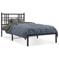 Bedframe met hoofdbord metaal zwart 90x190 cm