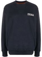 Zegna sweat en maille à logo imprimé - Bleu