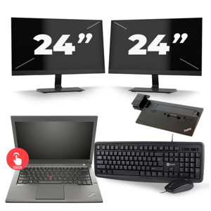 Lenovo ThinkPad T440s - Intel Core i7-4e Generatie - 14 inch - Touch - 8GB RAM - 240GB SSD - Windows 10 Home + 2x 24 inch Monitor