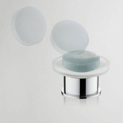 BWH Design Ida vrijstaande glazen zeepschaal chroom