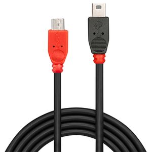 LINDY USB-kabel USB 2.0 USB-micro-B stekker, USB-mini-B stekker 0.50 m Zwart Met OTG-functie 31717