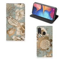 Smart Cover voor Samsung Galaxy A20e Vintage Bird Flowers