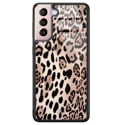 Samsung Galaxy S21 glazen hardcase - Golden wildcat Samsung Galaxy S21 glazen hardcase - Golden wildcat