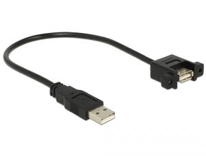 Delock USB-kabel USB 2.0 USB-A stekker, USB-A bus 0.25 m Zwart Vergulde steekcontacten 85462