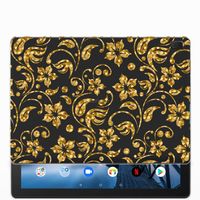 Lenovo Tab E10 Siliconen Hoesje Gouden Bloemen - thumbnail