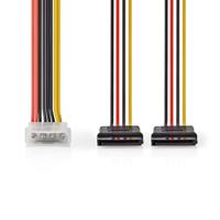 Nedis Interne stroomkabel - Molex stekker - 2X SATA 15-pins vrouwelijk - verguld - 0,15 m - rond - PVC - multicolor - box