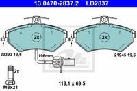 Remmenset, remschijf ATE, Remschijftype: Geventileerd: , Inbouwplaats: Vooras, u.a. für Audi, VW, Seat