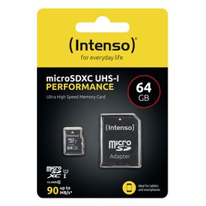 Intenso 64GB microSDXC Performance microSD-kaart 64 GB Class 10 UHS-I Waterdicht