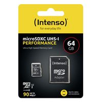 Intenso 64GB microSDXC Performance microSD-kaart 64 GB Class 10 UHS-I Waterdicht - thumbnail