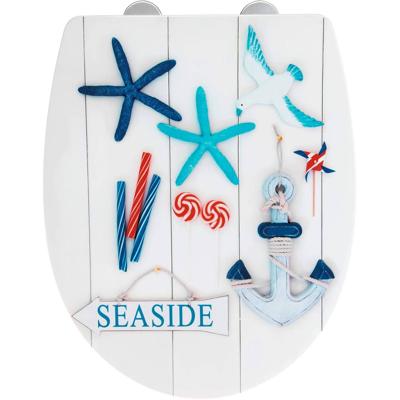 Wenko Wc-bril Seaside 36,5 X 45 Cm Acryl Wit/blauw/rood