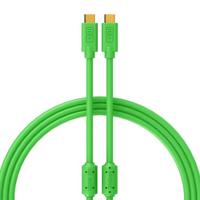DJ Techtools Chroma Cable USB-C to C green, hoogwaardige USB 2.0-kabel (vergulde USB-contacten, ferrietkern, 1,0 m lang, adapterkabel, geïntegreerde klittenbandkabel), Groen