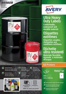 Avery Etiketten Ultra Heavy Duty, ft 210 x 148 mm, wit, pak van 100 etiketten