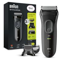Braun Series 3 3000BT Shave & Style 3-in-1 elektrisch scheerapparaat met precisietrimmer en 5 opzetkammen, zwart