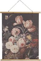 Clayre & Eef Wandkleed 80 * 2 * 100 cm Meerkleurig Hout/textiel Rechthoek Bloemen Wanddoek Wandhanger Wandkaart Wanddoek Wandhanger Wandkaart