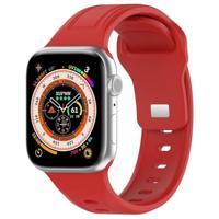 By Qubix - Square siliconen band - Rood - Compatible met Apple Watch 44mm / 45mm / 46mm / 49mm - Compatible Apple watch bandjes