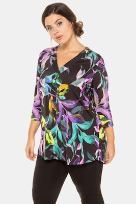 Ulla Popken Shirt, slinky, V-hals, A-lijn, 3/4 mouwen - Grote Maten Ulla Popken Shirt, slinky, V-hals, A-lijn, 3/4 mouwen - Grote Maten